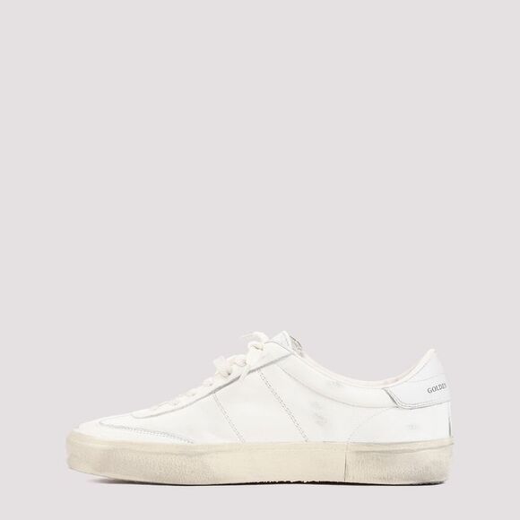 White Leather Low Top Sneakers for Men - Vintage Effect Workmanship - Picture 3 of 4